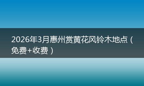 2026年3月惠州赏黄花风铃木地点（免费+收费）