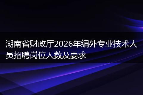 湖南省财政厅2026年编外专业技术人员招聘岗位人数及要求