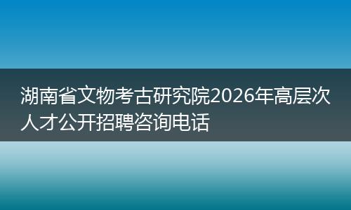 湖南省文物考古研究院2026年高层次人才公开招聘咨询电话