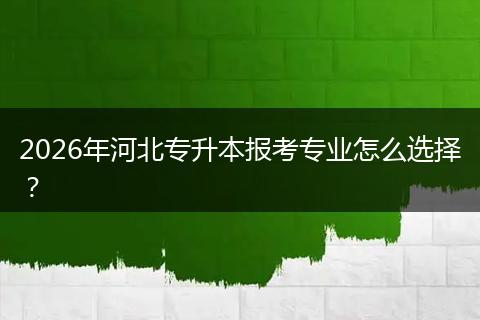 2026年河北专升本报考专业怎么选择？