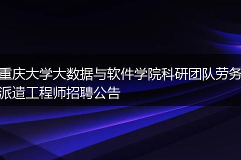 重庆大学大数据与软件学院科研团队劳务派遣工程师招聘公告
