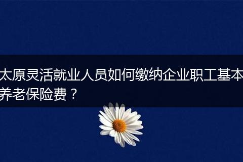 太原灵活就业人员如何缴纳企业职工基本养老保险费？