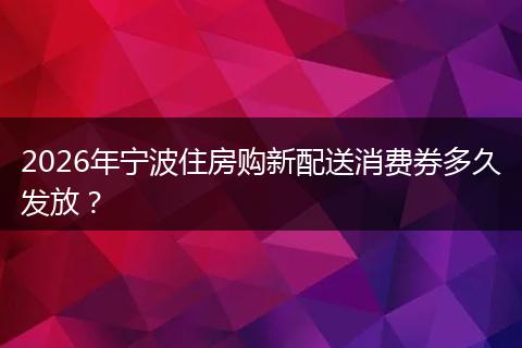 2026年宁波住房购新配送消费券多久发放？