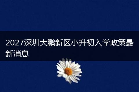 2027深圳大鹏新区小升初入学政策最新消息