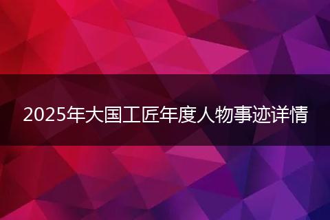 2025年大国工匠年度人物事迹详情