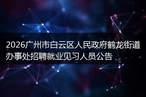 2026广州市白云区人民政府鹤龙街道办事处招聘就业见习人员公告