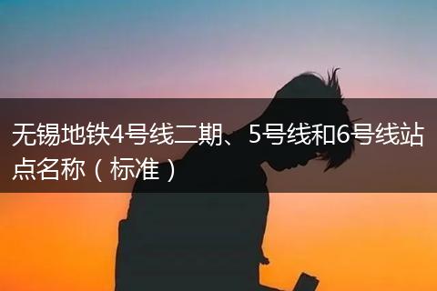 无锡地铁4号线二期、5号线和6号线站点名称（标准）