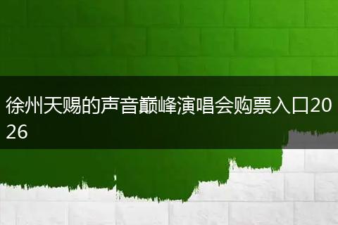 徐州天赐的声音巅峰演唱会购票入口2026