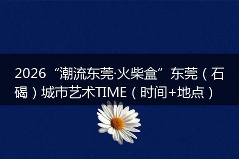 2026“潮流东莞·火柴盒”东莞（石碣）城市艺术TIME（时间+地点）