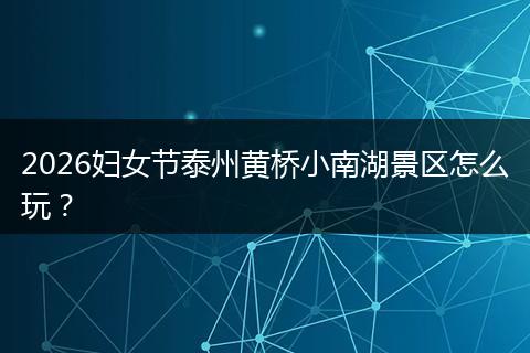 2026妇女节泰州黄桥小南湖景区怎么玩？