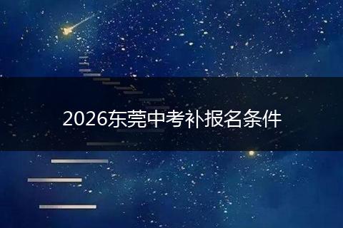 2026东莞中考补报名条件