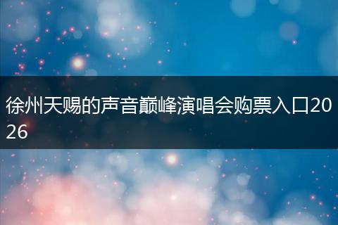 徐州天赐的声音巅峰演唱会购票入口2026