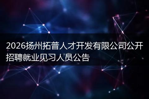 2026扬州拓普人才开发有限公司公开招聘就业见习人员公告