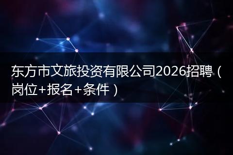 东方市文旅投资有限公司2026招聘（岗位+报名+条件）