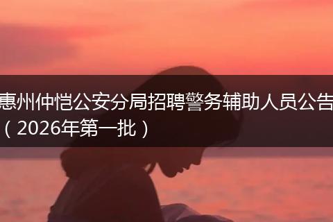 惠州仲恺公安分局招聘警务辅助人员公告（2026年第一批）