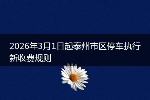 2026年3月1日起泰州市区停车执行新收费规则