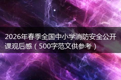 2026年春季全国中小学消防安全公开课观后感（500字范文供参考）