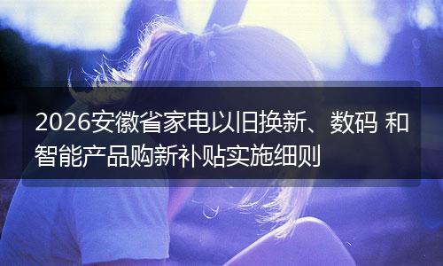2026安徽省家电以旧换新、数码 和智能产品购新补贴实施细则
