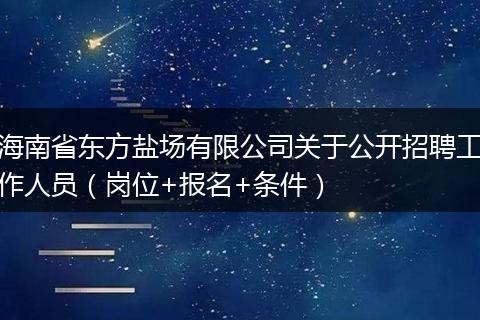 海南省东方盐场有限公司关于公开招聘工作人员（岗位+报名+条件）