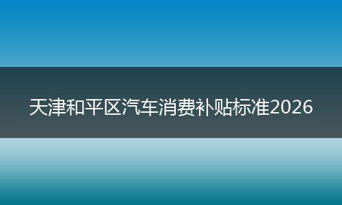 天津和平区汽车消费补贴标准2026