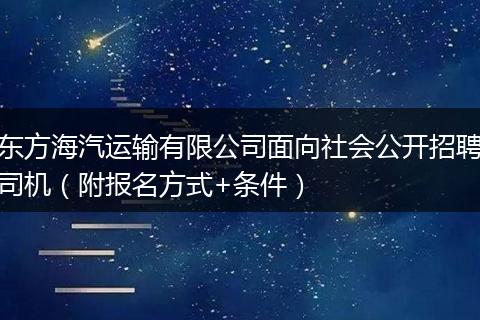 东方海汽运输有限公司面向社会公开招聘司机（附报名方式+条件）