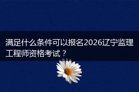 满足什么条件可以报名2026辽宁监理工程师资格考试？