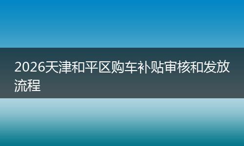 2026天津和平区购车补贴审核和发放流程