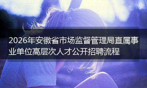 2026年安徽省市场监督管理局直属事业单位高层次人才公开招聘流程