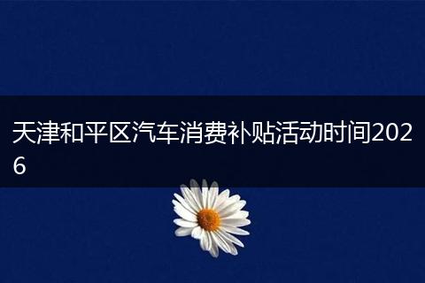 天津和平区汽车消费补贴活动时间2026