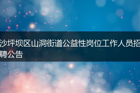 沙坪坝区山洞街道公益性岗位工作人员招聘公告