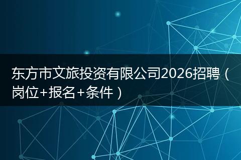 东方市文旅投资有限公司2026招聘（岗位+报名+条件）