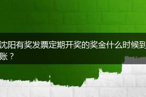沈阳有奖发票定期开奖的奖金什么时候到账？