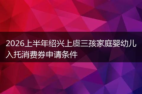 2026上半年绍兴上虞三孩家庭婴幼儿入托消费券申请条件
