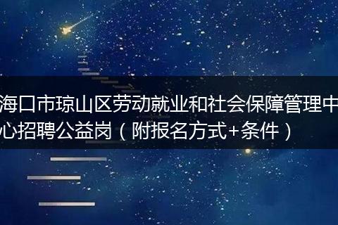 海口市琼山区劳动就业和社会保障管理中心招聘公益岗（附报名方式+条件）