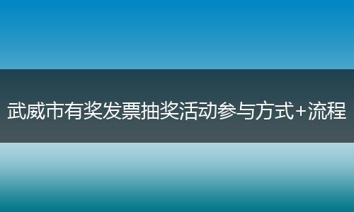 武威市有奖发票抽奖活动参与方式+流程