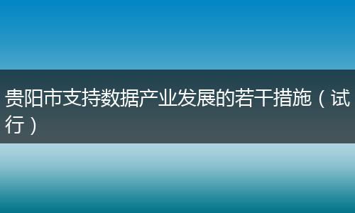 贵阳市支持数据产业发展的若干措施（试行）