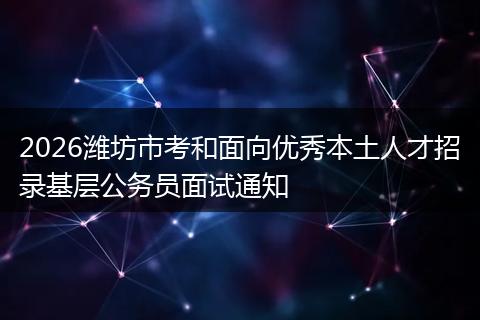 2026潍坊市考和面向优秀本土人才招录基层公务员面试通知