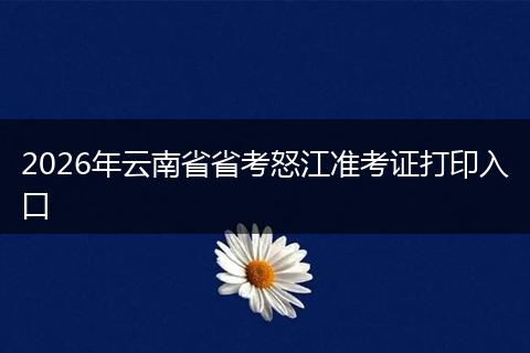 2026年云南省省考怒江准考证打印入口