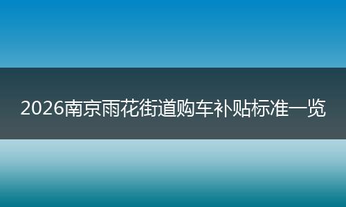 2026南京雨花街道购车补贴标准一览