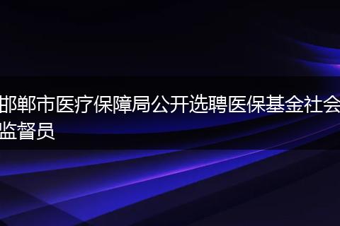 邯郸市医疗保障局公开选聘医保基金社会监督员
