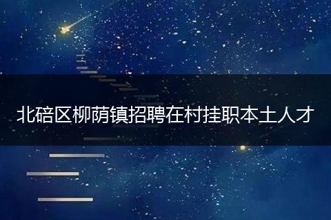 北碚区柳荫镇招聘在村挂职本土人才