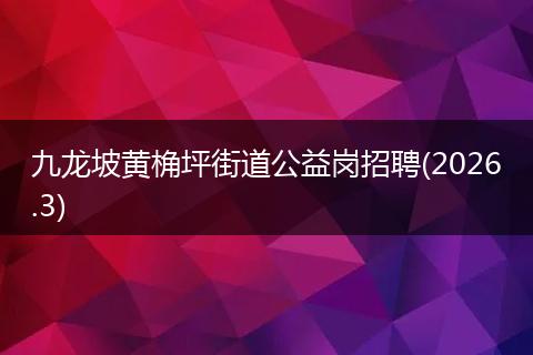 九龙坡黄桷坪街道公益岗招聘(2026.3)
