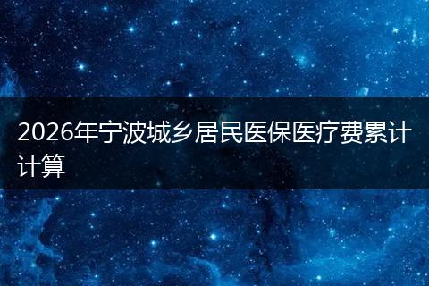 2026年宁波城乡居民医保医疗费累计计算