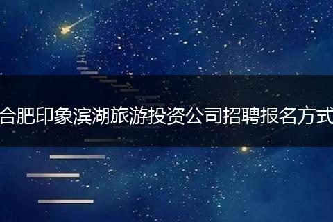 合肥印象滨湖旅游投资公司招聘报名方式
