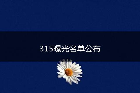 315曝光名单公布