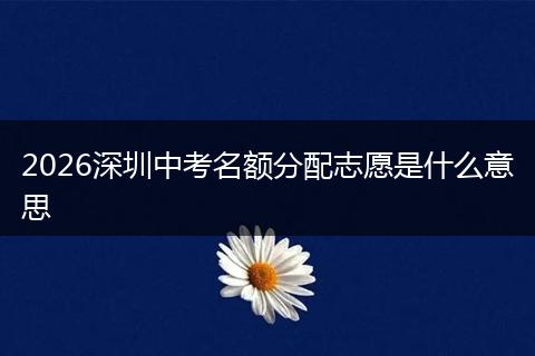 2026深圳中考名额分配志愿是什么意思