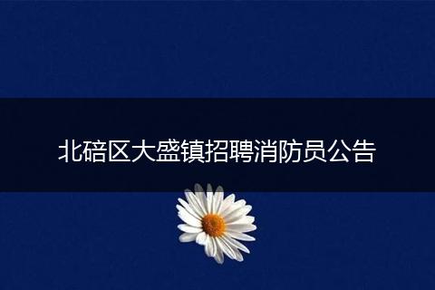 北碚区大盛镇招聘消防员公告