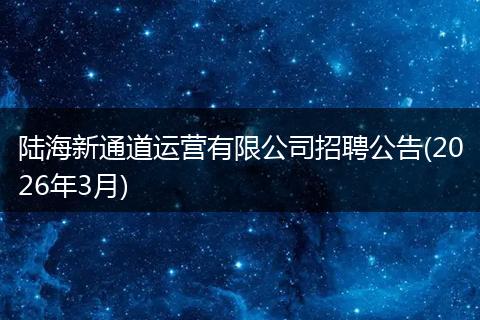 陆海新通道运营有限公司招聘公告(2026年3月)