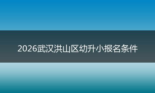 2026武汉洪山区幼升小报名条件