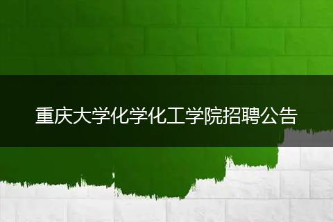 重庆大学化学化工学院招聘公告